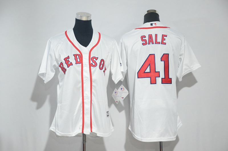 Womens 2017 MLB Boston Red Sox #41 Sale White Jerseys->->Women Jersey